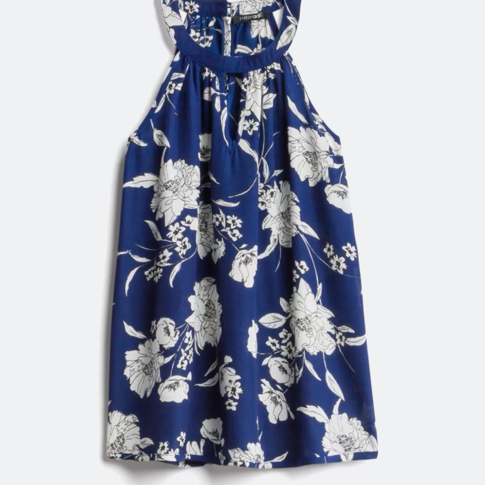Papermoon Blue and White Floral Tank Top